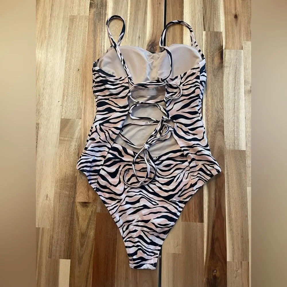 Shade & Shore Zebra Print One Piece Swimsuit